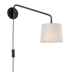 Endon Collection Lighting Carlson 1 Lys væg lys Mat Sort &lysegrå bomuld mix, E14