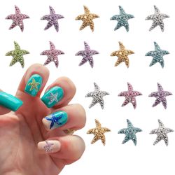 Nail Art Dekorationer Ocean Starfish Shape Crystal Mixed Color Harts Strass 60-pack Nail Art Dekorationer För DIY Akryl 3D Nail Art Tillbehör
