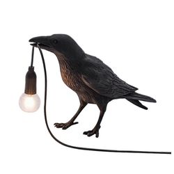 Crow Lamp-Korppi pöytävalaisin polttimolla, goottilainen varisvalo - Korpin sisustus yöpöydän makuuhuoneeseen L