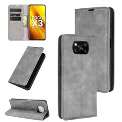 Gangxun Sag For Xiaomi Poco X3/x3 Nfc Premium Læder Magnetisk Lukning Grå