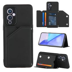 Gangxun Sag For Oneplus 9 Vintage Cuir Cover Læderetui Kofanger - Noir