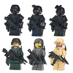 6 stk Moc Swat City Mini Militære våben Playmobil Figurer Byggesten Mini Legetøj