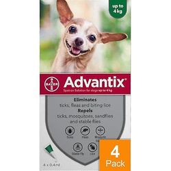 Advantix koirat alle 4kg (8.8 lbs)-4 kpl