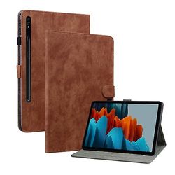 Til Samsung Galaxy Tab S7 / tab S8 Tiger Pattern Flip læder tablet taske Brown