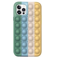 Coosilo Regnbuefarve silikone æbleskal, med klem legetøj til Iphone 12/12 Pro grønt guld
