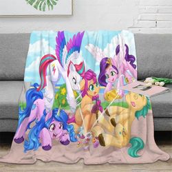 Lämmin talvifleece pehmohuopa My Little Pony teema flanellihuopa, paksu viltti Silkkisen pehmeä ja lämmin heittohuopa syksyyn WinterL-155 60x50in 1...
