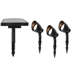 Hampton Bay Aurinkojännite 50 lumenia musta integroitu LED-kohdevalo etäpaneelilla (3-pakkaus); Sään/veden/ruosteen kestävä