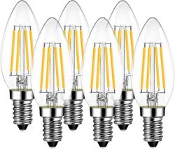 6x E14 C35 4W LED-hehkulamppu, vastaa 40W halogeenilamppua, 470 lumenia, AC 220-240V -2700K - Be