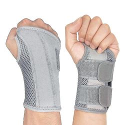 Carpal Tunnel håndledd Brace, pustende håndleddet Splint Brace Night Support Justerbare stropper For senebetennelse artritt Grå Right hand L