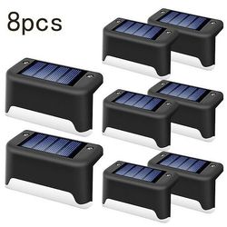 Solar dæk lys udendørs vandtæt førte væg lys 1/4/8/16 stk haven landskab trin lamper værftet gårdhave dekoration 8pcs White