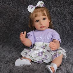 Yosicl Npk 55cm Full Body Silikon Bath Toy Reborn Girl Doll Lilly Hånddetaljert maleri med synlige årer Naturtro 3d Skin Doll