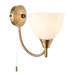 Endon Collection Lighting Alton 1 Lys væg lys antik messing med opal glas skygge, E14