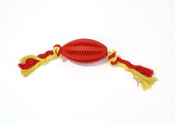 Pet Rubber Toy Kindar Tand Rengøring Fodbold Stor Hund Legetøj Utæt Ball rød