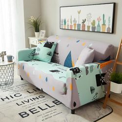Ruili All inclusive sofa cover Universel sofa håndklæde stretch universel sofa pude kombination sofa cover enkelt tre person Chaise Stue Sort kat C