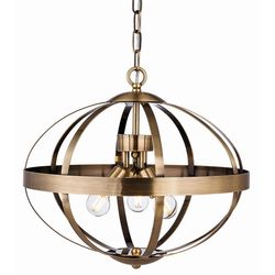 Firstlight Lighting Healey 3 Lys Cage Loft Vedhæng Antikke Messing, E14