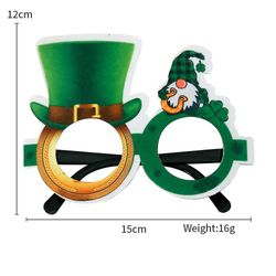 Clloio Halloween jul St. Patrick's Day briller foto rekvisitter dekoration Irish Day kostume tilbehør Party forsyninger favoriserer grøn D 1Pc