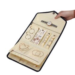Handuo Rejser smykker sag stor kapacitet foldbar arrangør for ringe, halskæder, armbånd, øreringe