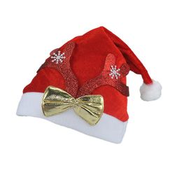 Christmas Bow Elk Gevirer Broderet Santa Hat Far Rød gevir bue