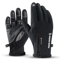Efterår Vinter Mænd Kvinder Handsker Touch Screen Vandtæt vindtætte handsker Udendørs Sport Varm Termisk Fleece Running Ski Handsker DB03 Sort L
