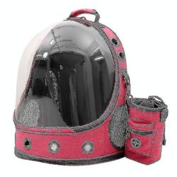 Pet Portable Transparent Space Capsule Rygsæk (koral Pink)