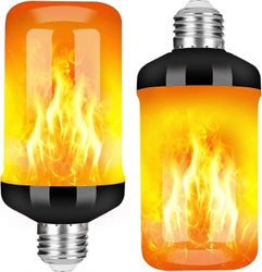 Led Flame Effect Fire -lamppu, päivitetty 4 tilaa välkkyvät tulipalon joulukoristeita valot, E26-pohjaliekkilamppu ylösalaisin (2 pakkaus)