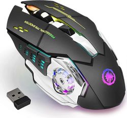 Langaton pelihiiri Bluetooth-hiiri Rgb ladattava 2.4g USB langattomat tietokonehiiret, joissa on 7 väriä taustavalaistu, 6 painiketta ja hiljainen ...