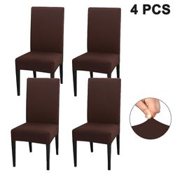 Matsalsstol täcker slipcovers stretch avtagbar tvättbar 4 st Brown