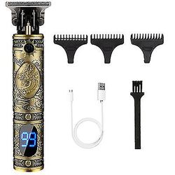 Coosilo Elektriske hårklippere Professionel Herre Retro Trådløs trimmer Skæg barbermaskine med lcd-skærm guld
