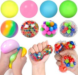stress ball fidget leker - 8 pakke sensorisk klemme ball regnbue lettelse stress baller for barn voksne moro leketøy