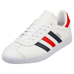 adidas Gazelle Mens Casual Tränare i Vit Marinblå Röd 10 UK