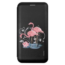 Crazy Kase Sag til Samsung Galaxy A50 Sort Pink Flamingo Mønster