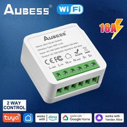Aubess 16a Switch Tuya Wi-fi Smart Switch Support 2-vejs kontrol Power Monitor Energibesparende lysafbrydermodul 110v 220v 10Pcs 1