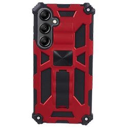 Yhteensopiva Samsung Galaxy S24 -kotelon kanssa Jalustan suojaava puhelimen kuori toimii magneettisen autotelineen kanssa Punainen