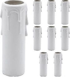 10 kpl kynttilän tiputusholkit valkoiset muoviset kynttilänpäälliset putket holkit valoille kattokruunu seinävalaisin 22 x 105 cm