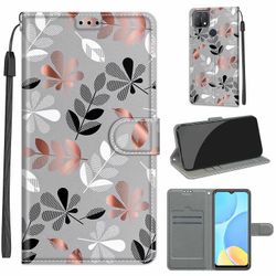 Foxdock Etui til Oppo A15/a15s Grå blade magnetisk Moblie taske
