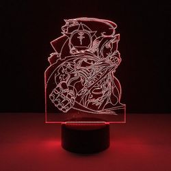 2024,fullmetal Alchemist 3d Led Nattlampa Barn Sovrum Bordslampa