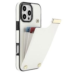 Yhteensopiva iPhone 16 Pro Max -kotelon kanssa TPU+PU nahkainen laitteistosisustus puhelimen kansi korttikotelolla Valkoinen