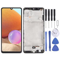 Wigento Til Samsung Galaxy A32 4G A325-skærm Fuld LCD med rammeenhed Touch Reservedel Reparation Sort