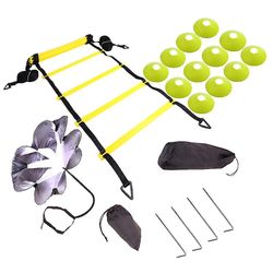 Mikasa Justerbar fodarbejde Fodbold Fitness Speed Trin Agility Ladder Træningsudstyr Kit med modstand Grøn