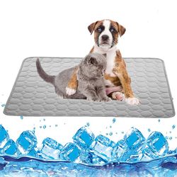 Eveltek Hund Køling Mat Sommer Ice Silk Pet Cool Bed Hunde Katte Kennel Pad Grå 50x40cm