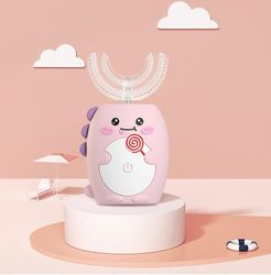 U Type Elektrisk tandbørste silikone blød børste Vandtæt opladning Pink