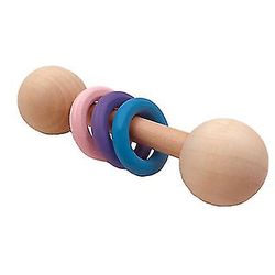 Venalisa Baby Wood Rattle og Kølle Legetøj, Baby Teether Teether Ring blå