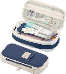 Penaali, suurikapasiteettinen penaali, iso penaali, säilytyspussi, paperitavara penaali, sopii tytöille ja nuorille Tummansininen