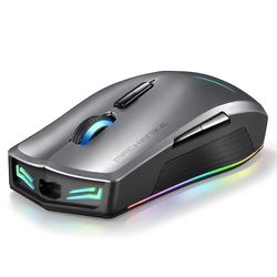 Trådløs mus Gaming Mouse RGB baggrundsbelysning programmerbar genopladelig Grå