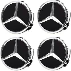 4kpl pyörän keskisuojukset Mercedes Benzille, 75mm / 2.95inch Abs auton pyörän keskisuojukset navan kansi (musta)