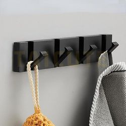 Zch Foldbar håndklædeholder til badeværelse køkken soveværelse korridor All Black 4 Hook