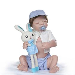Genfødsel dukke 52cm bebe dukke genfødt hele kroppen silikone født sovende baby dreng bad legetøj fødselsdag sød gave