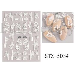 Nail Art klistremerker preget 5d Camellia Tulip Nail klistremerker STZ-5D34