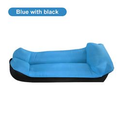 Oppustelig sofa med pude, lys, vandtæt, sammenklappelig, til camping, vandreture, picnic, strand, tilbehør Blue and black