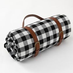 Picnic Tæppe Vandtæt Udendørs Akryl Plaid Picnic Mat Vaskbar Foldbar Camping Picnic Mat Læder Rem Farve 4 200X200cm